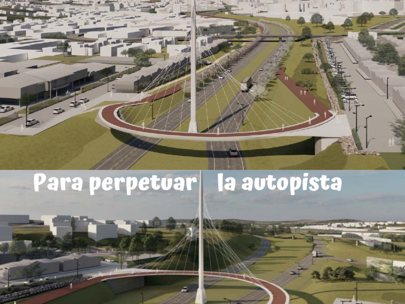 Denunciamos el proyecto para urbanizar la margen derecha del Bulevar de Santuyano, un falso parque lineal con pasarela curva para perpetuar la autopista urbana.